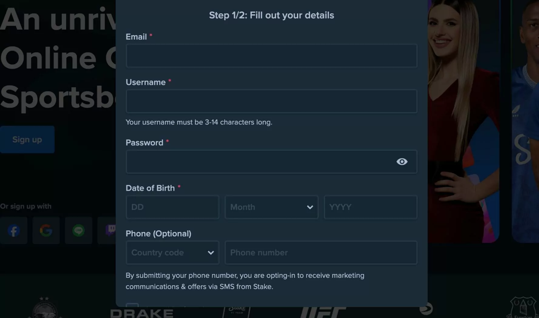 Stake Nigeria registration Data entry